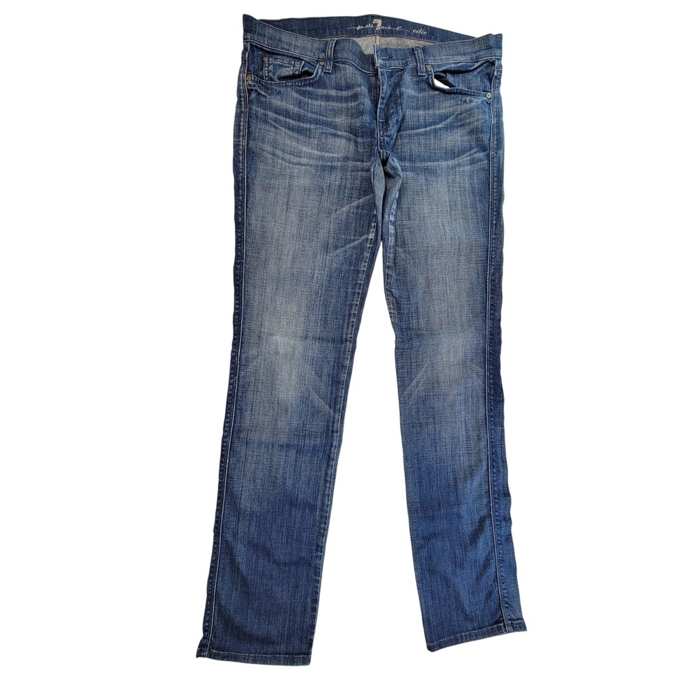 7 For All Mankind Edie Straight Leg Jeans Women Blue‎ Wash Size 32